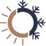 Half snowflake half sun icon