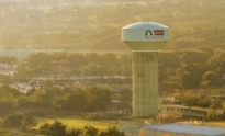 Aerial view of Allen Texas and watertower