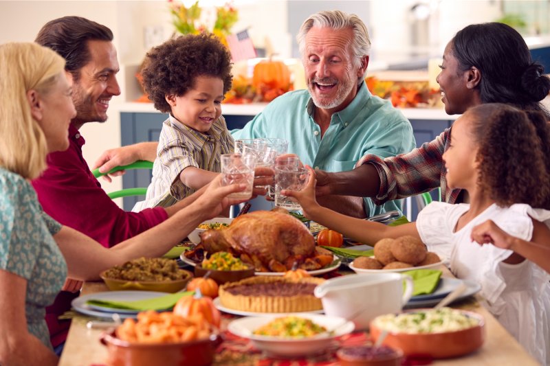 A multi-generation family celebrating Thanksgiving